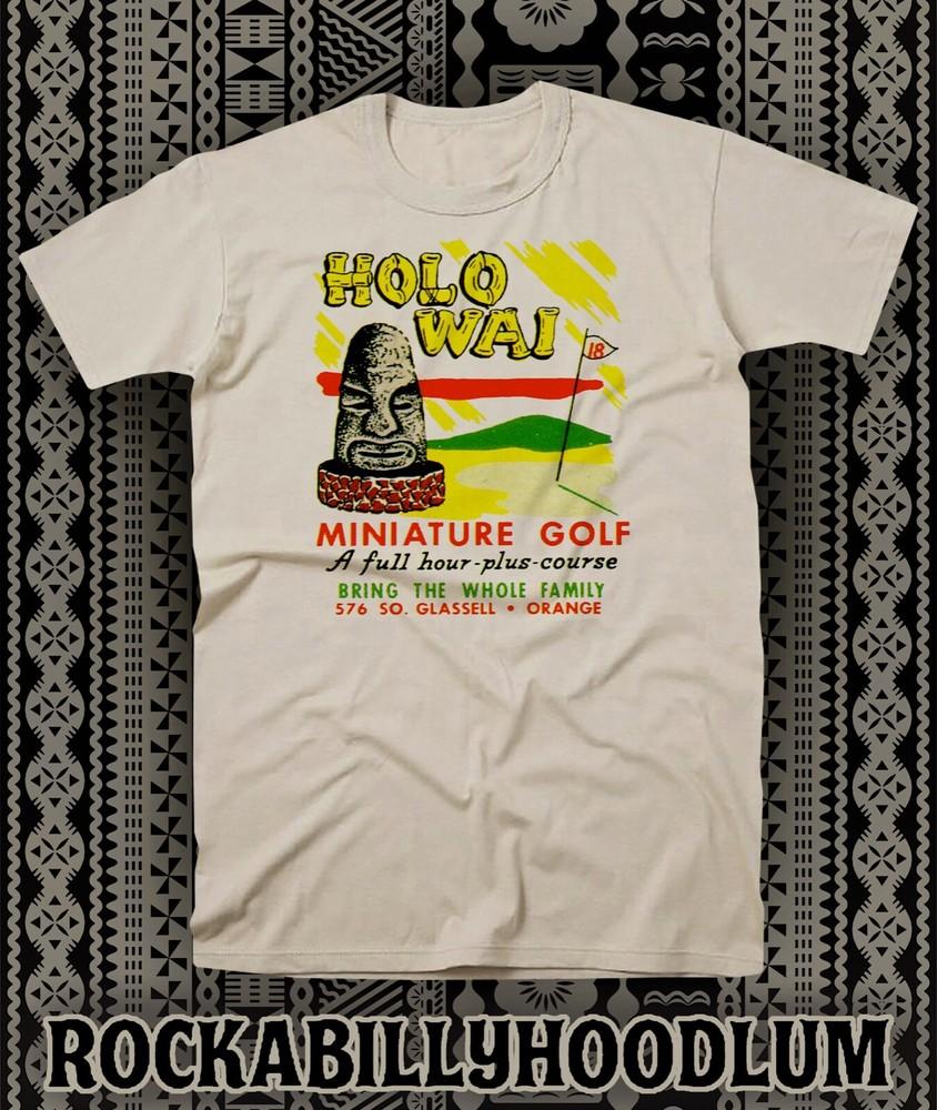 Retro Tiki Art Tee T Shirt 100% Cotton Holo Wai Miniature Golf Polynesian Unisex T-Shirt XXL