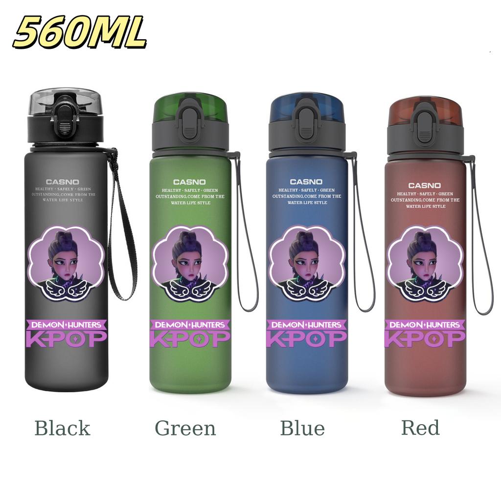 560ML KPop Demon Hunters Plastic Cartoon Pattern Water Cup Tall Superior Quality Children Outdoor Sports Drinking Water Bottle Birth Date Present