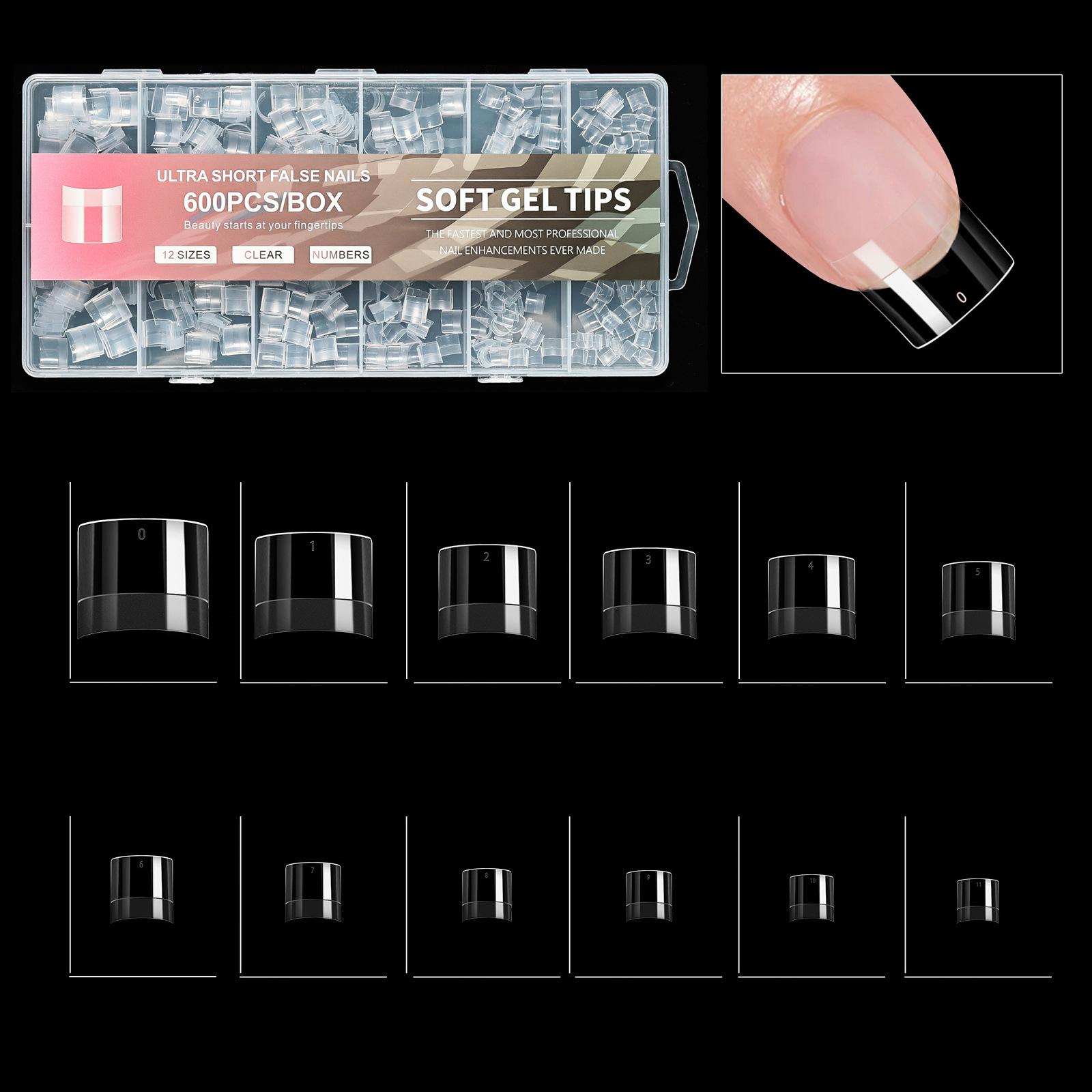 

Набор из 600 коротких типсов с половинным покрытием, искусственные ногти, маникюр, украшения для нейл-арта для начинающих и для профессионального салонного использования 4