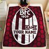 1PC Bologna Fc Custom Name Patterned Flannel Blanket Suitable For All Seasons For Home Decor Warmth And Comfort Gifts Holiday Present