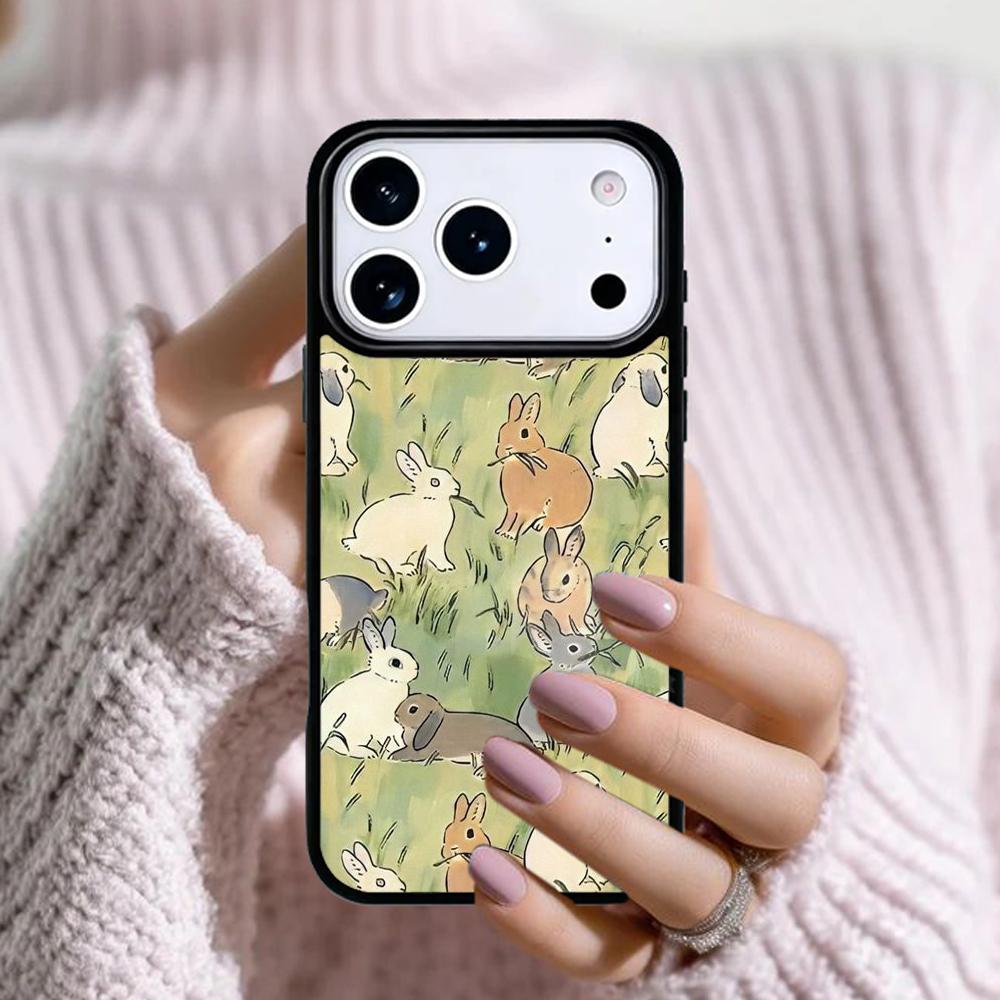 Cute Bunny Rabbit Phone Case For Apple iPhone 17 Air 16E 15 14 Plus 13 12 11 Pro Max Mini Funda Cover
