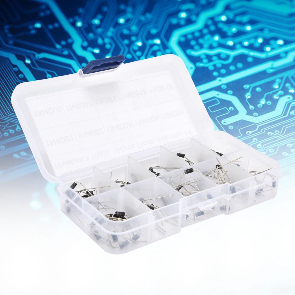100pcs Rectifier Diode Assorted Kit 1N4001‑1N5819 Electronic Components Industrial Supply