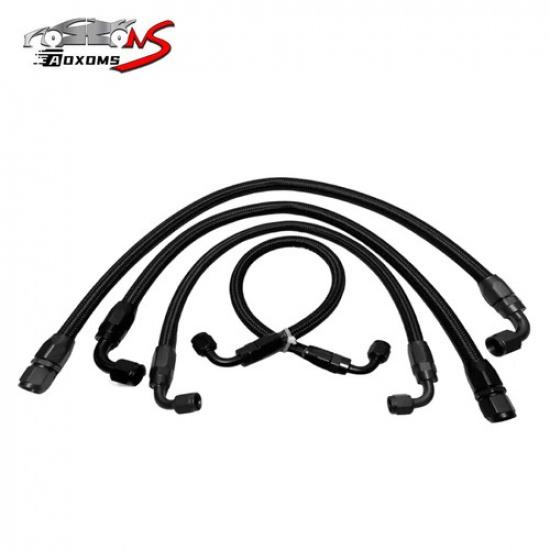 Black 8AN-AN8 Nylon Braided CPE Fuel Hose Oil Fuel Gas Line with CPE Fitting