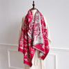 Luksusowa marka kaszmirowy damski kwiatowy szalik zimowy ciepły szal i otulacz bandana pashmina damski kwadratowy gruby koc poncho