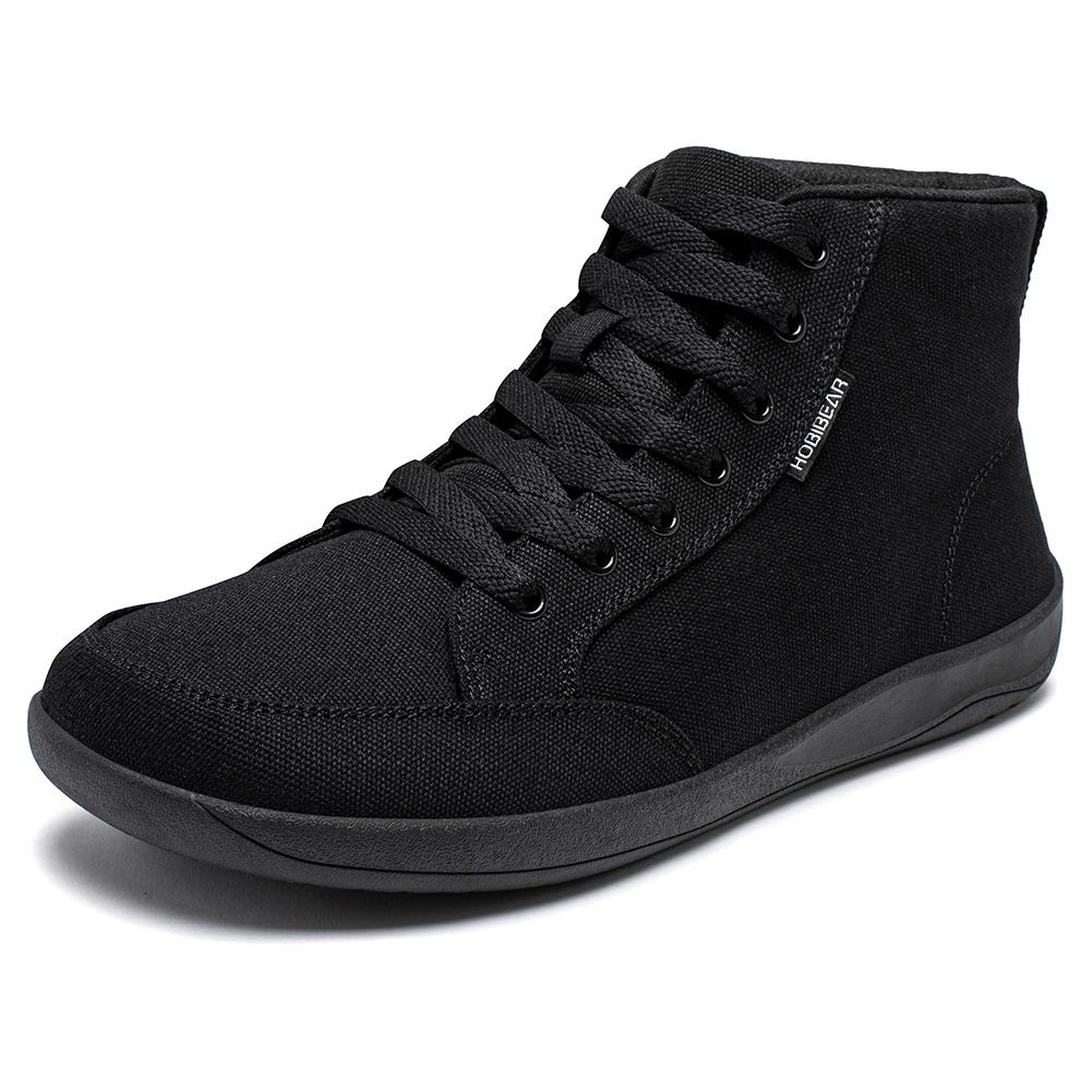 

Кросівки Mid-Top Barefoot Unisex з широким носком, парусинові кросівки з нульовим перепадом на шнурівці для ходьби на відкритому повітрі 44 чорний