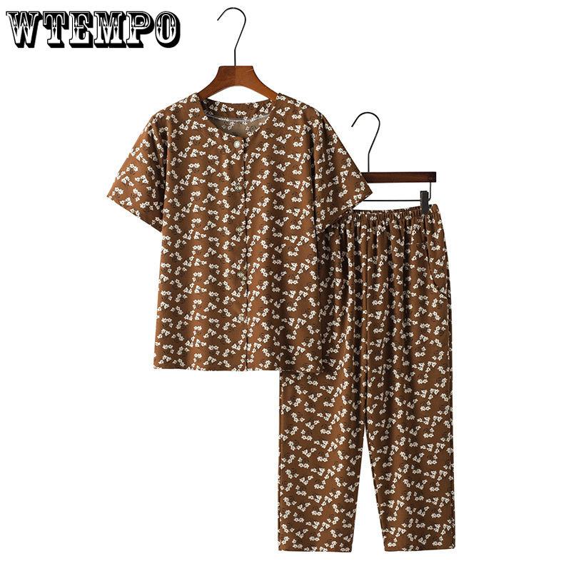 

WTEMPO Женский комплект из двух предметов для женщин среднего и пожилого возраста, летний костюм с короткими рукавами для бабушки, брючный костюм для мамы пожилого возраста 5XL