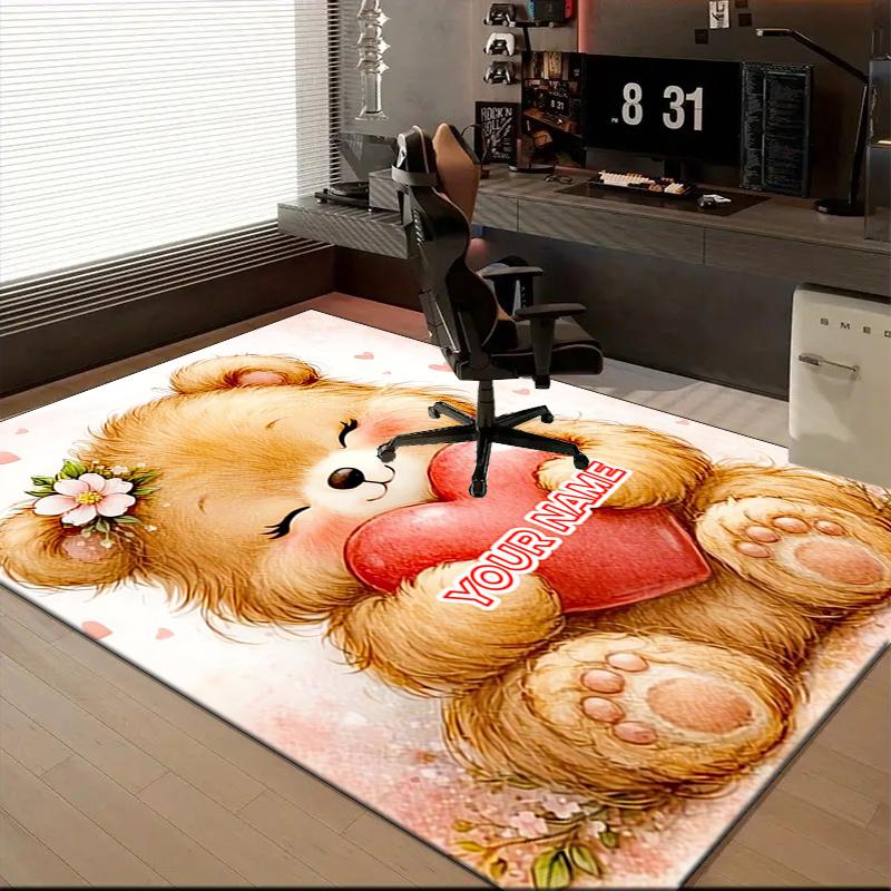 1PC Custom Name Love Heart Name Theme Floor Mat Ideal for Living Room, Game Rooms, Office, Bedroom,Floor Mat Playful Design