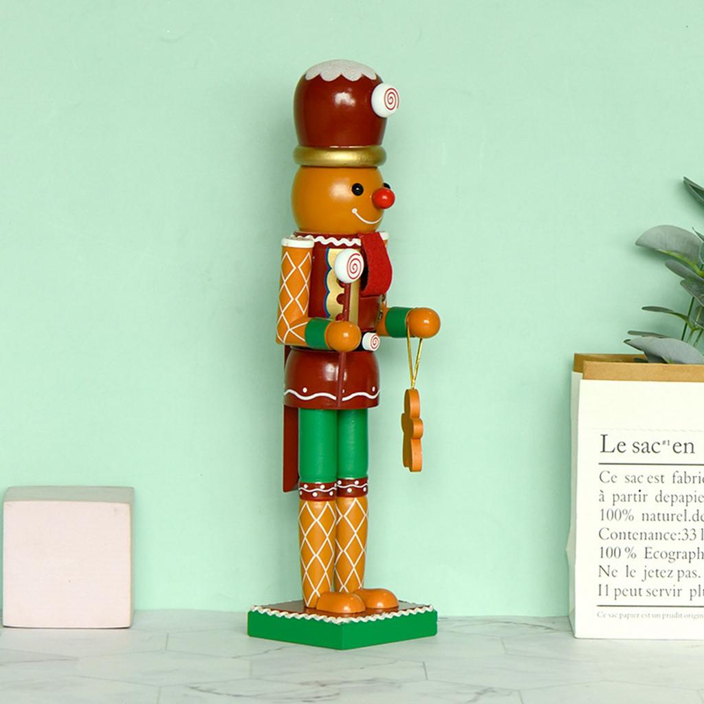 J1UL1N Nutcracker Wooden Christmas Decor Xmas Gingerbread Ornaments Party Man Puppet Figures Elf Decorations