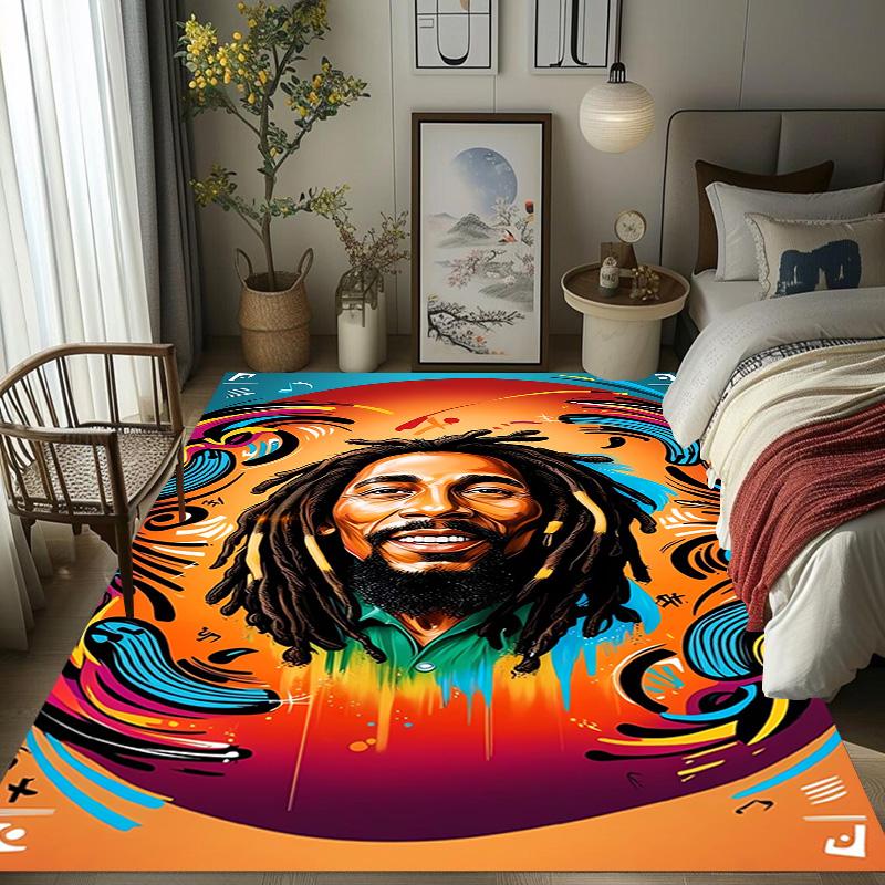 Vibrant Bob Marley Art Print carpet Suitable for all seasons Living room and bedroom mats Room Dormitory decoration Bathroom mat