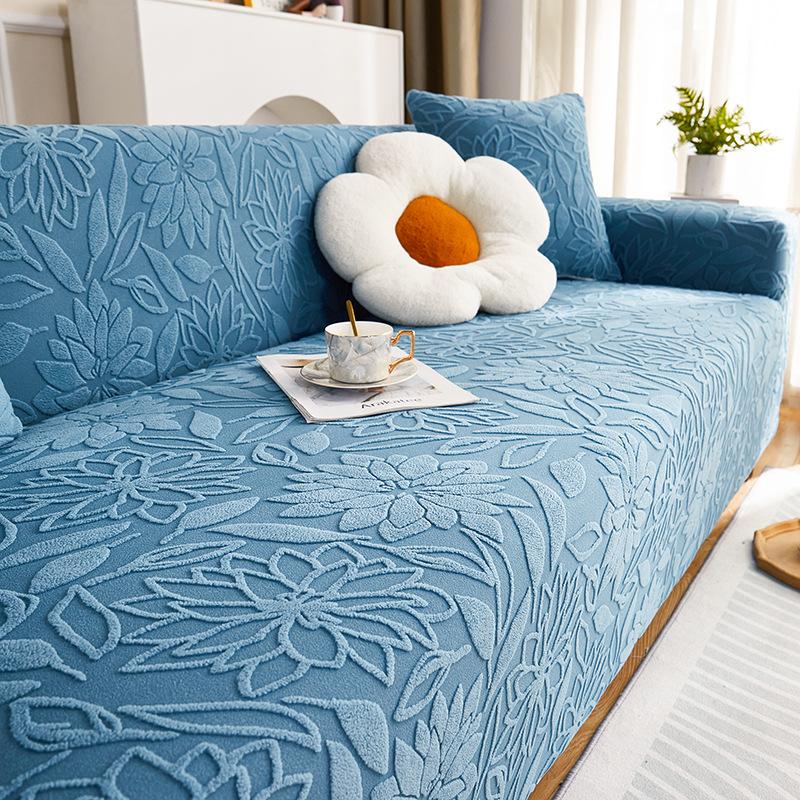 Camellia Ganzjahres-Sofabezug-Set, universell einsetzbar, Jacquard-Samt, rutschfest, kratzfest