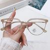 New Cat Eye Metal Frame Anti-blue Light Glasses Women's Simple Fashion Commuting Flat Mirror Computer Goggles Whosale