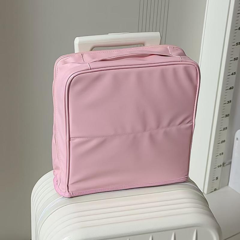 

Portable Cosmetics Storage Bag Solid Color Vertical Travel Makeup Organizer Multi-Layer Large Capacity Pu Cosmetic Organizer рожевий