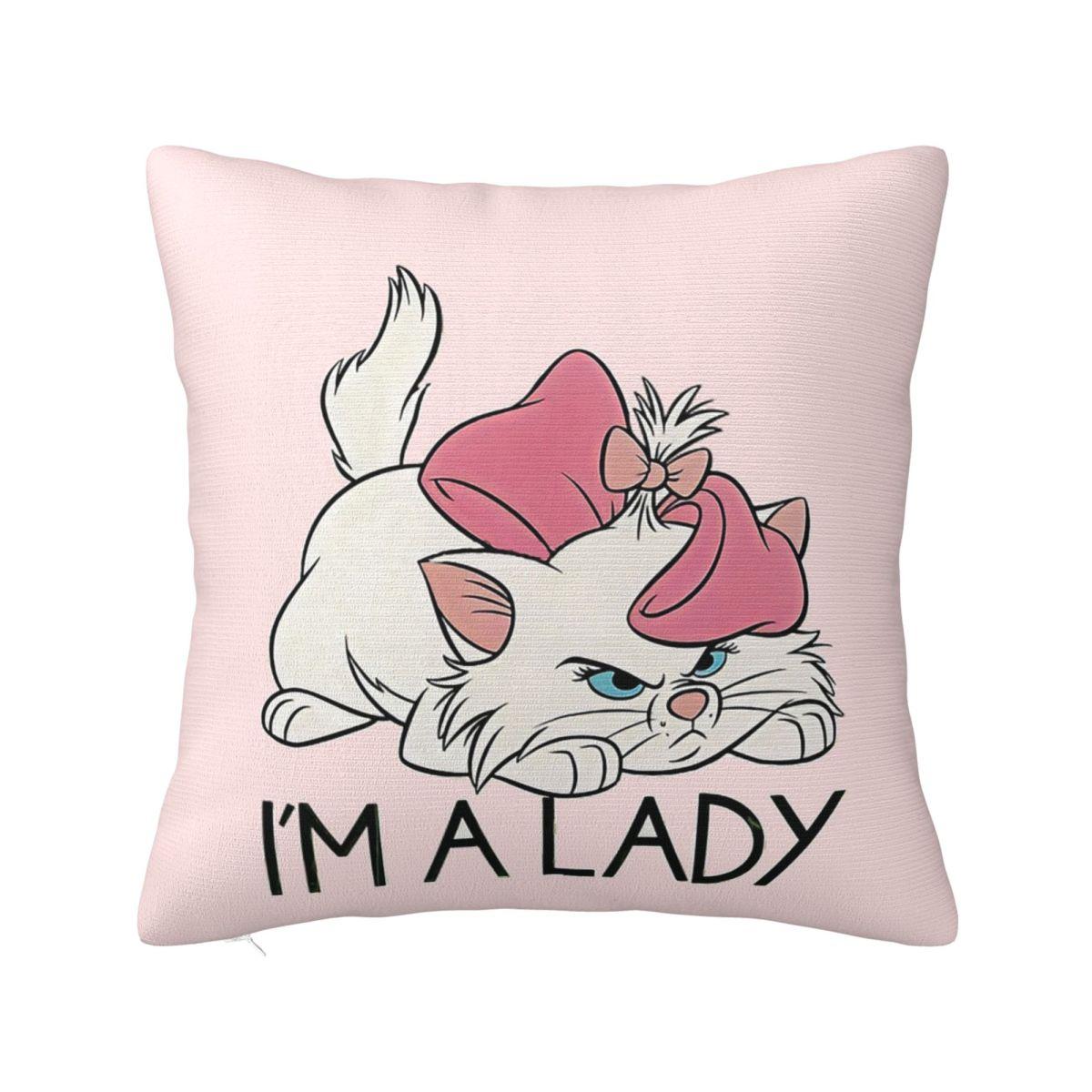Im A Lady Marie Aristocats Cute Cats Square Pillowcase Pillow Cover Polyester Cushion Decor Comfort Throw Pillow for Home Car 30x30 cm 12x12 in