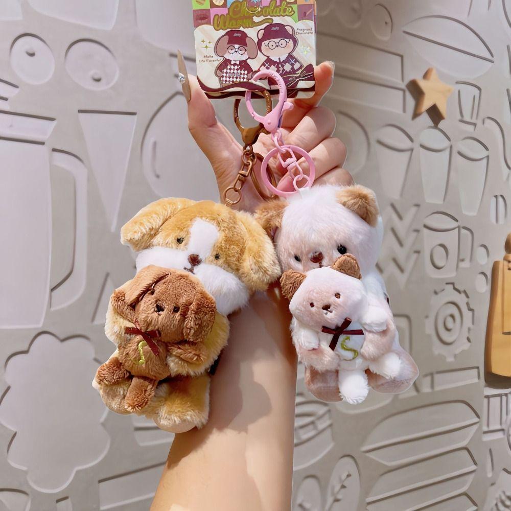 Bear Rabbit Dog Keychain Cat Key Ring Friendship Rabbit Plush Dolls Pendant Girls