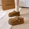 Cowhide Version Thick-soled Heightening All-inclusive Women's New Autumn One-pedal Boken Single Shoes