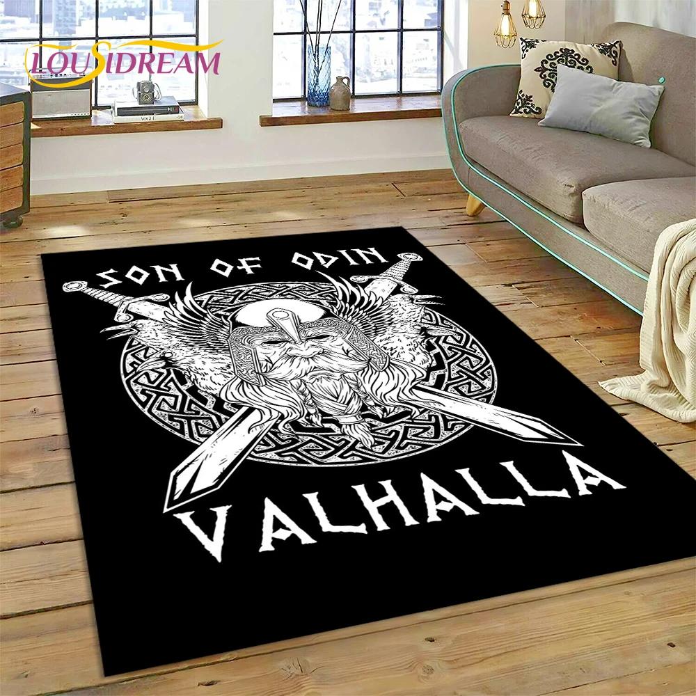 Viking Severská Mytologie Odin Valhalla Symboly Koberec Kobereček pro Domov Obývací Pokoj Ložnice Pohovka Rohožka Dekor, dětská Protiskluzová Podložka na Podlahu
