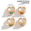 Punk Colorful Zircon Finger Ring Set Party for Women Adjustable 4Pcs Hip Hop Geometric Metal Open Rings Knuckle Accessories Gift