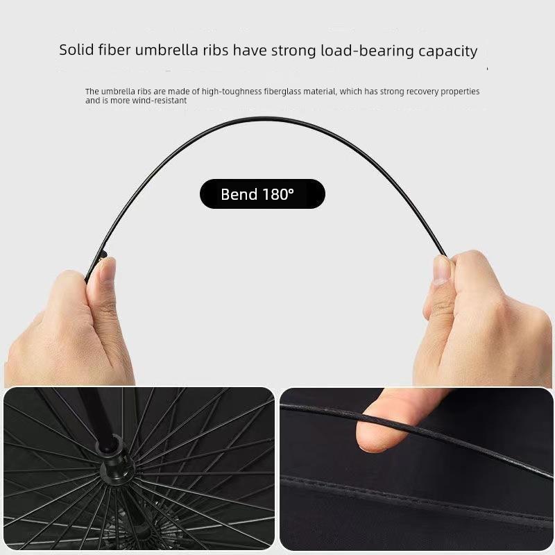 24-Strand Large Double-Layer Umbrella, Durable and Sturdy, Long Handle, Business Use, Sun Protection, Student Use, Windproof, Rainproof, New Model