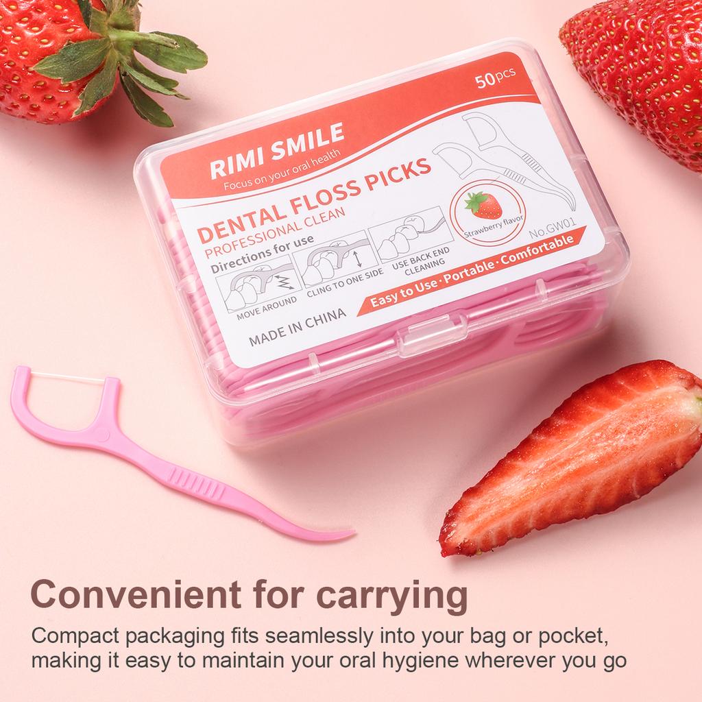 50/150/300/600/1000PCS - Dental Floss Stick, Strawberry Flavor, Convenient To Pack, Available In Measured Sizes, Suitable for Cl