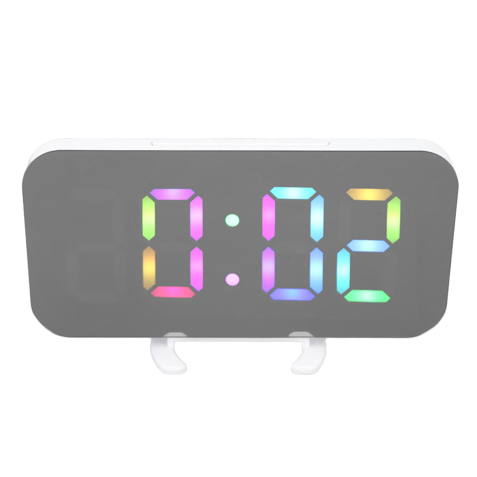 LED RGB Digital Alarm Clock 6.5in Smart Mirror Alarm Clock Dynamic Colors Bedside Led Digital Clock for Home Dormitory
