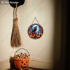 Halloween Owl Pumpkin Moon Round Flat Wooden Hanging Sign