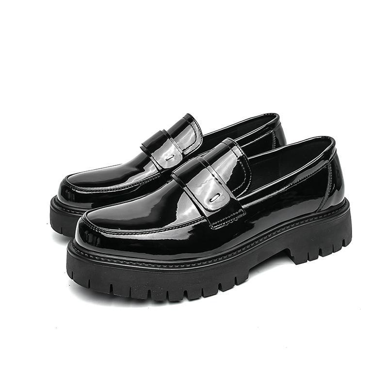 Fashion Slip On Thick Soled Men's Leather Shoes Fashion Casual Style Office and Leisure Work Outdoor Trendy Shoes 38-46 Black White