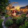 Waterproof Solar Christmas Crescent Garden Light Solar Powered Santa Claus Christmas Moon Solar Stake Light LED Glowing Snowman