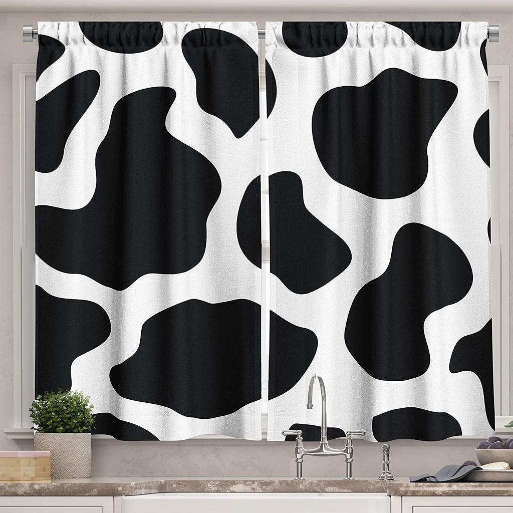 Závěsy na okna Patchwork Závěsy z kravské kožešiny Závěsy do obývacího pokoje Kuchyň Ložnice Moderní úpravy oken Závěsy Žaluzie