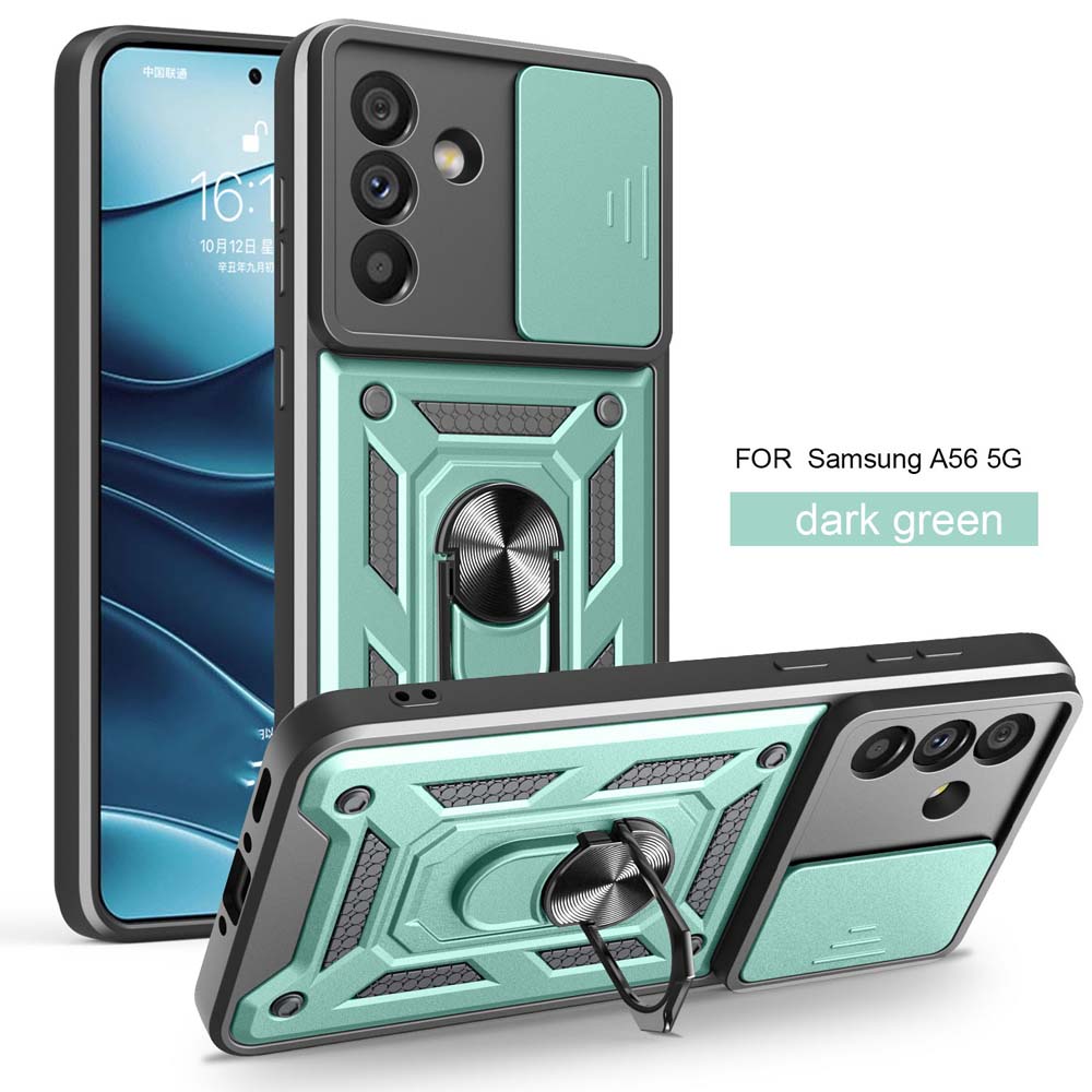 

Бронированный защитный чехол с магнитным кольцом для Samsung Galaxy A73 A72 A71 A56 A55 A54 A53 A52 A51, чехол для телефона с защитой камеры Galaxy A73 5G зелёный