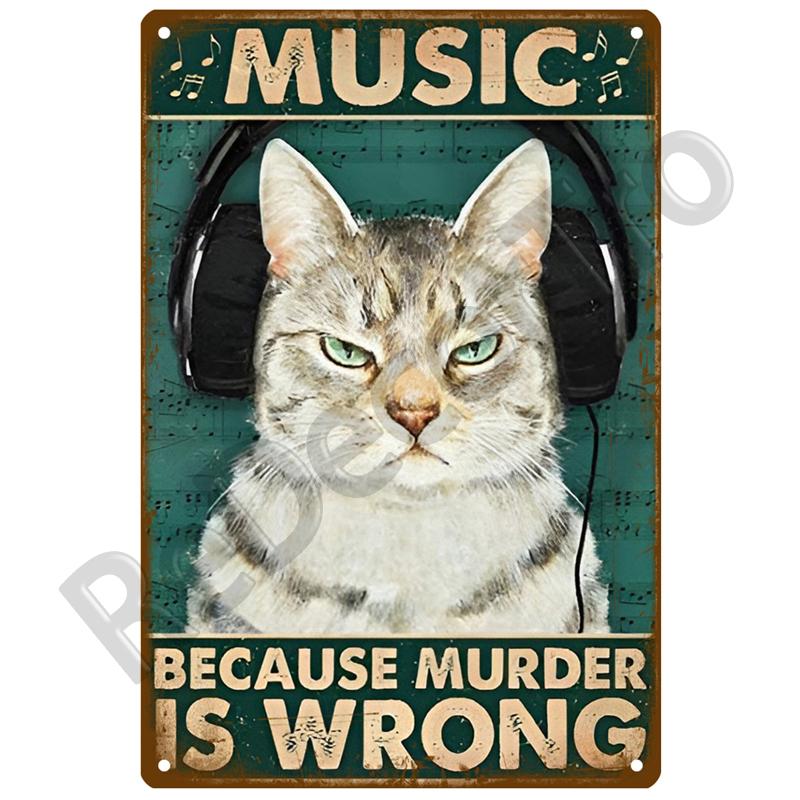Metal Sign Home Decor Cat Dog Tin Sign Vintage Style Metal Wall Stickers Tin Plaque Retro Metal Poster Metal Plate For Man Cave
