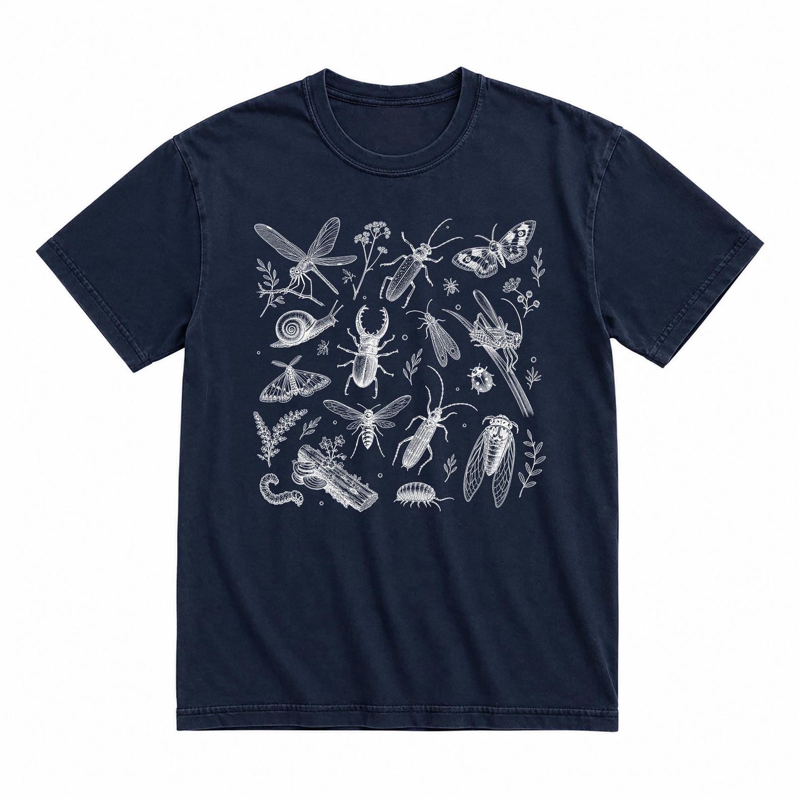 Retro Insect Entomology Graphic Tee, Cottagecore Nature Shirt, Bugs Lover, Streetwear T-Shirt M