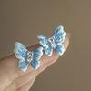 Ice quenched blue flower artificial crystal fringed earrings Cool wind temperament stud earrings Internet celebrity earrings