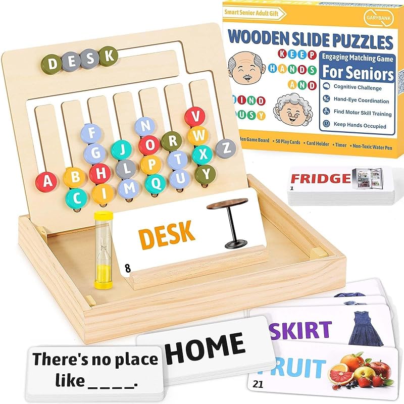 Garybank Slide Puzzle Games Dementia Activities for Seniors, Wooden Alzheimers Products for Elderly, Large Piece Memory Matching Games for Adults, Regular