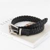 Genuine Leather Braided Belt for Women Retro Trendy Punch-free Waistbelt Metal Buckle Belts for Casual T-shirt Trousers