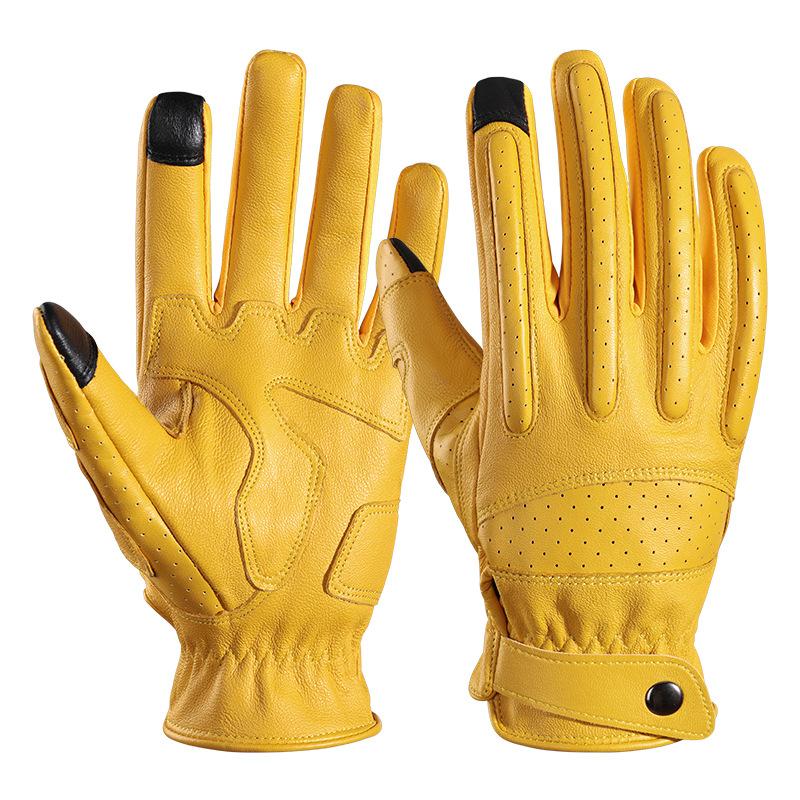 Sheepskin Motorcycle Gloves Non Slip Wear Resistant Outdoor Off Road Vehicle Racing Full Finger Gloves