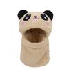 Children's Panda Embroidered Scarf Hat Integrated Plush Hat Baby Ear Protection Hat Boys and Girls Outdoor Warm Parent-child Hat