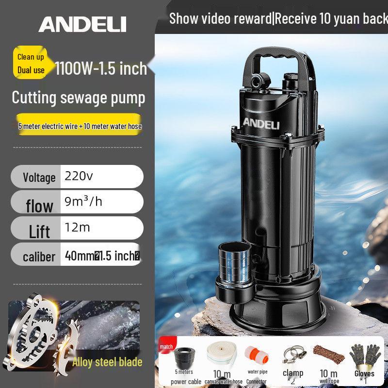220V Kupfer Klärgruben-Schneidpumpe für Toiletten, Abwasser, Schlamm und Wasser - Ideal für den Hausgebrauch und die Landwirtschaft