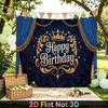 Party Backdrop Happy Birthday Birthday Crown Blue Photo Booth Background Front Door Decor