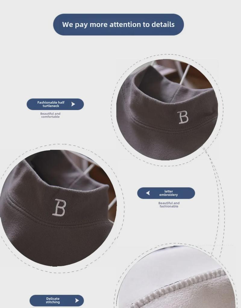 Jungen Herbst-Winter Samt Halbhoher Kragen Warmes Hemd - Verdickt, Einfarbig