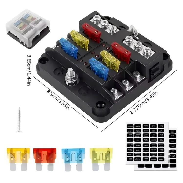 6/12 Way Car Boat Fuses Box Block Holder 12V 36V Auto Marine Waterproof Power Distribution Panel Board