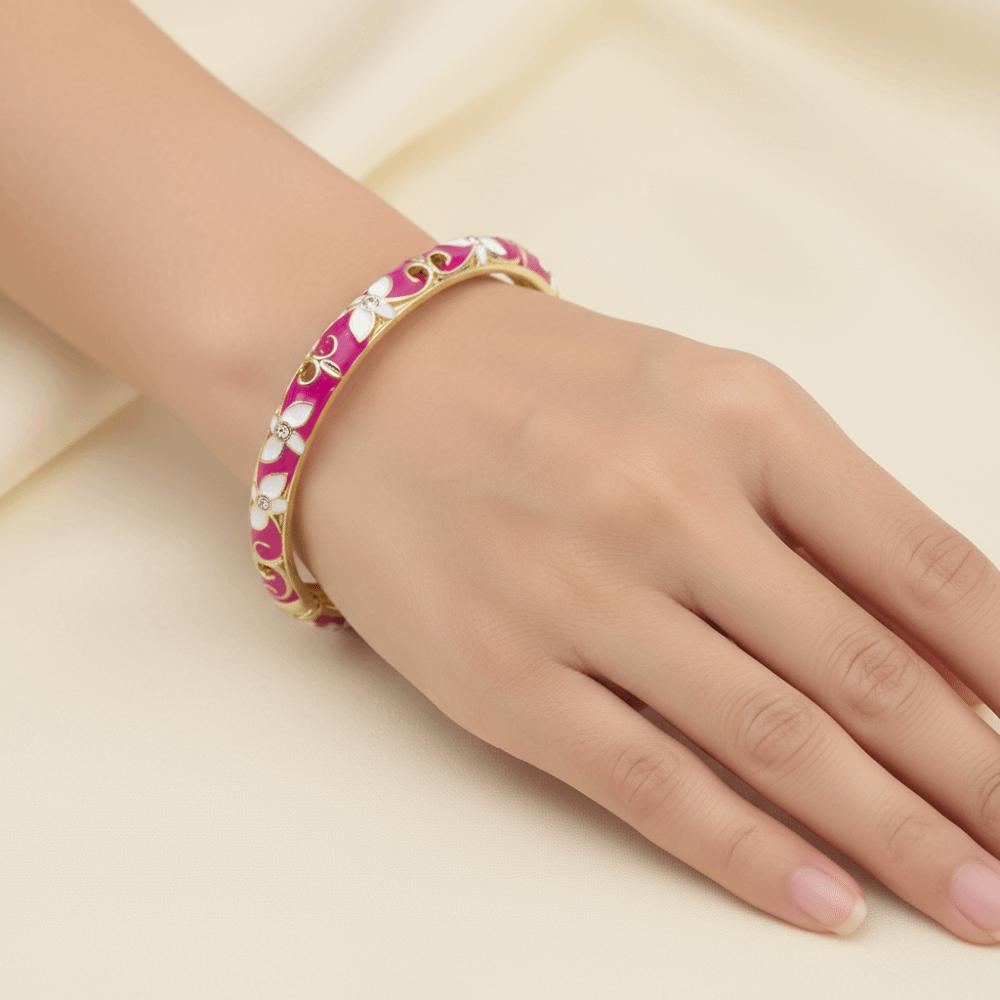 Floral Chinese Flower Bangle Enamel Women's Hand Bracelet Vintage Cloisonne Bangle Jewelry Gifts