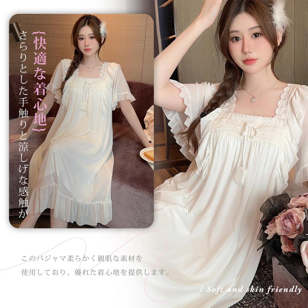 Pajama Specialty Room Short Chest Pads Bowknot Princess Dress [YunXiozy Star] Store, Women's Dress, Sleeve, Included, Nightdress, Loungewear, Pajamas,