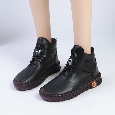 Fashion Winter Ankle Boots Fur Women Boots Hand Sewing Thread Mom Cotton Shoes for Women 2024 New Waterproof Short Snow Boot