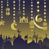 Eid Paper String Pendant 8pcs/set Golden Moon Star Hanging Garland for Banner Ornament for Islam Muslim Ramadan Party Wa less