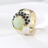 Exquisite Leaf Shape Inlay Blue Color Cubic Zirconia Ring for Women Birthday Accessories Wedding Jewelry Valentine's Day Gift