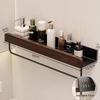 Cmaos Walnut & Black Wall-Mounted Bathroom Shelf