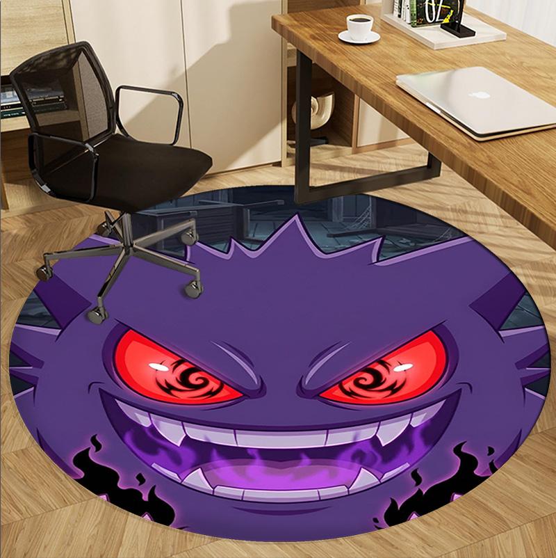 Gengar Pattern Round Rug, Indoor/Outdoor Mat, for Picnic, Gameroom, Bedroom, Office, Living Room, Home Decor Carpet, Birthday Gift