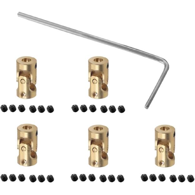 

Fielect 5pcs 3mm to 3mm Inner Dia Rotatable Universal Steering Shaft U Joint Coupler L13 x D7