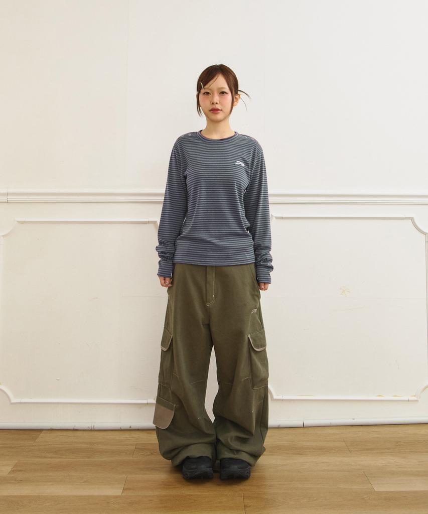 Tansanmageunesyum Juyoung X Tansan Eyelet Long Sleeve (Stripe Gray)