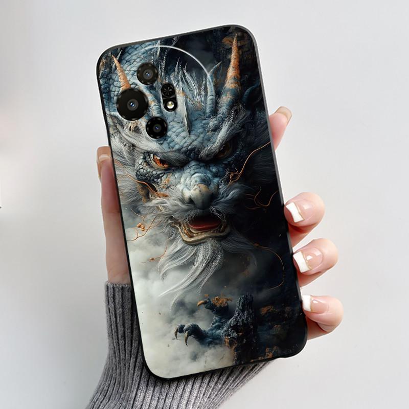 Casing For TCL 50 XL 50XL Nxtpaper 5G Case Luxury Dragon Cute Cool Boys Girls Black Slim Soft TPU Silicone Shockproof Back Cover